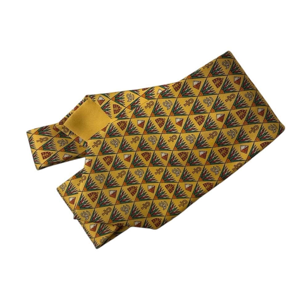 HERMES Yellow Patterned Silk Tie